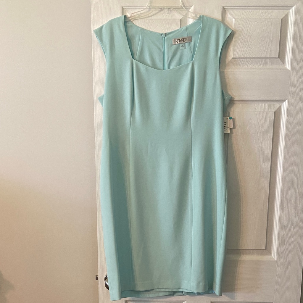 Kasper Aqua Sleeveless Dress Size 16 Brand New Length 40 Bust 40 Brand New